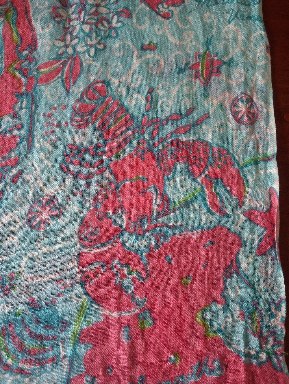 Lilly Pulitzer Murfee Scarf "Lilly Loves Cape Cod" Silk/cashmere GUC - Picture 5 of 9